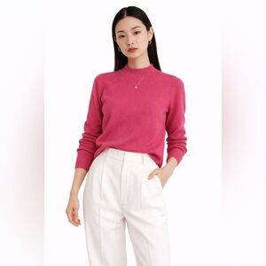 100% Cashmere Pink Sweater Women Spring Lightweight Luxury Soft Knit S